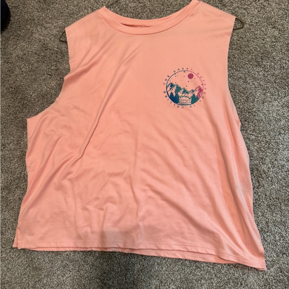 Peach Sleeveless Graphic Top